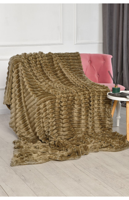 Плед однотонний оливкового кольору розмір 200*230 206484C