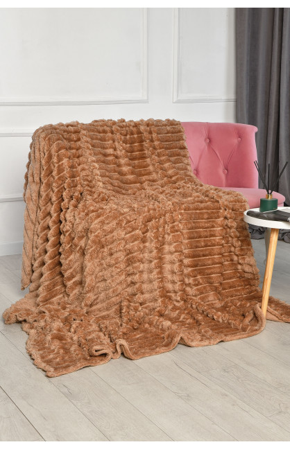 Плед однотонний темно-бежевого кольору розмір 150*200 206489C