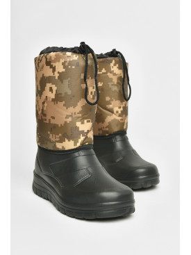 Дутики мужские пена пиксель на овчине черного цвета БМ-04 206515C