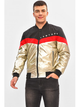 Вітровка чоловіча демісезонна чорного кольору з принтом 3110 206527C