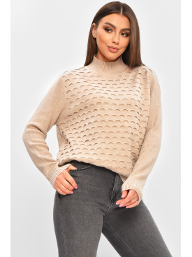 Свитер женский однотонный бежевого цвета 2626 206588C