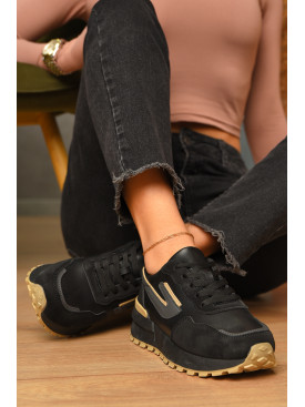 Кросівки жіночі чорного кольору на шнурівці 542-143 206596C