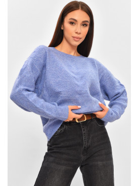 Светр жіночий однотонний синього кольору 6940 206607C Светр жіночий однотонний синього кольору 6940 206607C