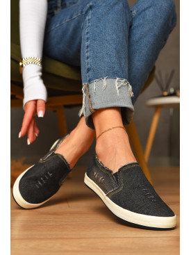 Мокасины женские джинсовые черного цвета BL-218 206718C