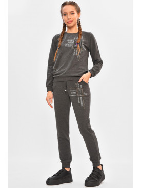 Спортивный костюм подростковый для девочки тёмно-серого цвета 28131 206752C