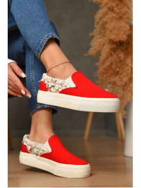 Слипоны женские красного цвета 3972 206764C