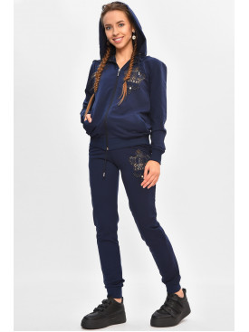 Спортивный костюм подростковый для девочки тёмно-синего цвета 6166 206782C