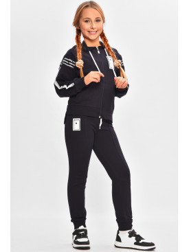 Спортивный костюм детский для девочки тёмно-синего цвета 2121 206795C