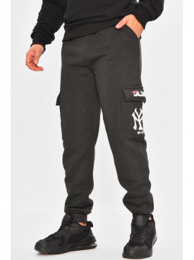 Спортивні штани чоловічі на флісі темно-сірого кольору L-6721 206823C
