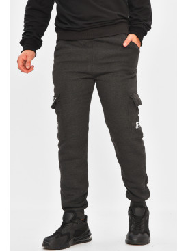 Спортивні штани чоловічі на флісі темно-сірого кольору L-6722 206842C