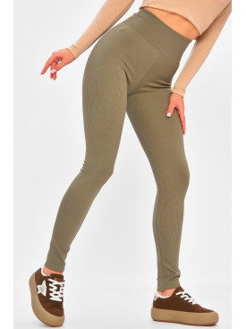 Лосины женские в рубчик на флисе оливкового цвета 4001 206903C Лосины женские в рубчик на флисе оливкового цвета 4001 206903C