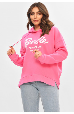 Худі жіноче напівбатальне на флісі рожевого кольору з принтом 707 206916C