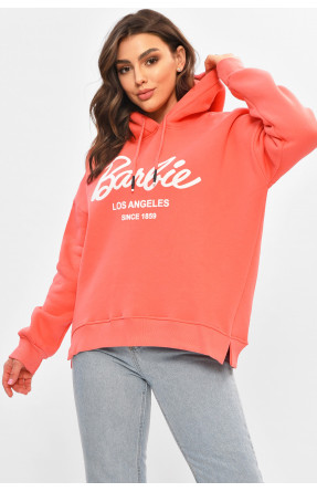 Худі жіноче напівбатальне на флісі персикового кольору з принтом 707 206919C