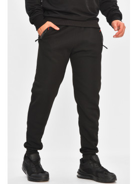 Спортивні штани чоловічі на флісі чорного кольору R-41558-jk 206925C