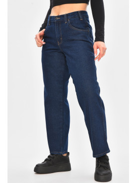 Джинсы женские однотонные тёмно-синего цвета 394-83 206946C