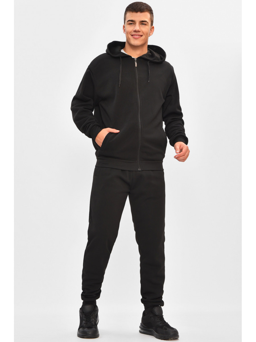 Спортивный костюм мужской на флисе черного цвета R-9104H 206954C