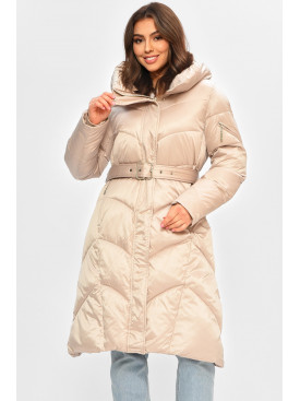 Куртка жіноча подовжена зима світло-бежевого кольору 5612 206971C