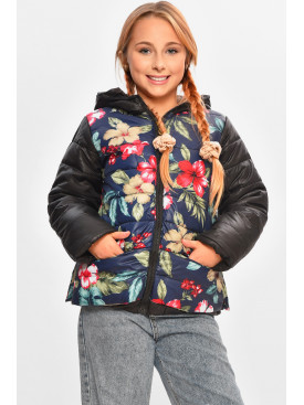 Куртка детская для девочки демисезонная темно-синего цвета 08-1 206992C