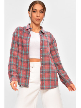 Сорочка жіноча темно-рожевого кольору з принтом 107 207003C