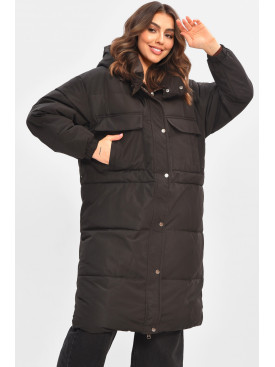 Куртка женская удлиненная зима черного цвета 399/А18 207011C