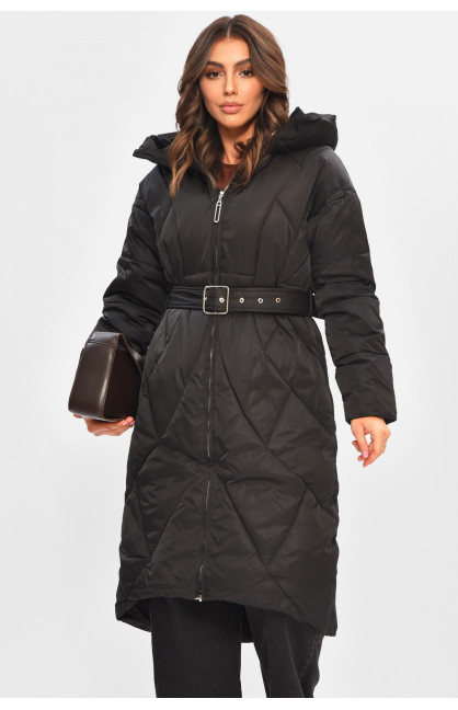 Куртка женская удлиненная зима черного цвета 5618 207032C Куртка женская удлиненная зима черного цвета 5618 207032C