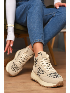 Кроссовки зимние женские светло-бежевого цвета К899-1 207139C