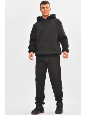 Спортивный костюм мужской на флисе черного цвета 9162 207166C