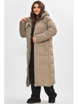 Куртка жіноча подовжена зимова кольору хакі 870 207186C Куртка жіноча подовжена зимова кольору хакі 870 207186C