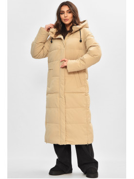 Куртка жіноча подовжена зимова світло-бежевого кольору 870 207188C Куртка жіноча подовжена зимова світло-бежевого кольору 870 207188C