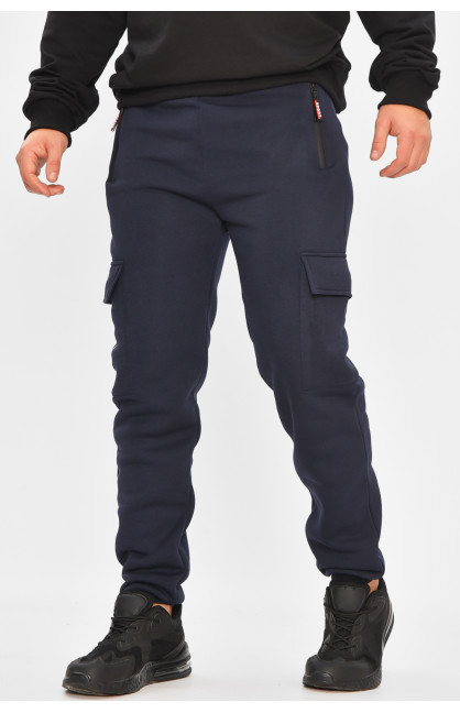 Спортивные штаны мужские на флисе тёмно-синего цвета L-6712 207199C