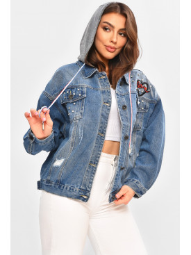 Куртка джинсовая женская синего цвета 8801 207204C Куртка джинсовая женская синего цвета 8801 207204C