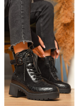 Черевики жіночі демісезонні чорного кольору на флісі 2039-1 207215C