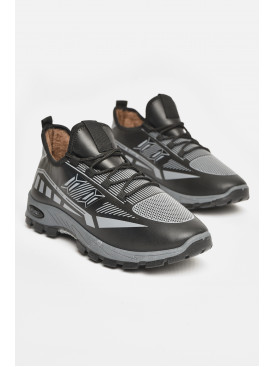 Кросівки чоловічі на штучному хутрі чорно-сірого кольору F308 207245C Кросівки чоловічі на штучному хутрі чорно-сірого кольору F308 207245C