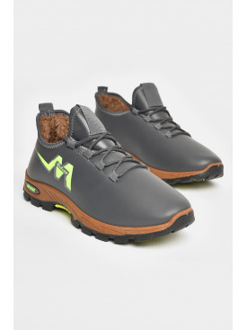 Кросівки чоловічі на штучному хутрі темно-сірого кольору F306 207246C