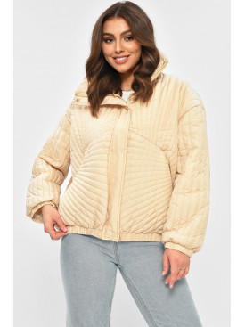 Куртка женская демисезонная бежевого цвета 1885 207283C Куртка женская демисезонная бежевого цвета 1885 207283C