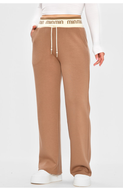 Штаны женские однотонные бежевого цвета WH-302 207338C Штаны женские однотонные бежевого цвета WH-302 207338C