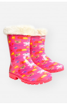 Чоботи резинові для дівчинки бузкового кольору зі зйомним утеплювачем 005-306 207349C