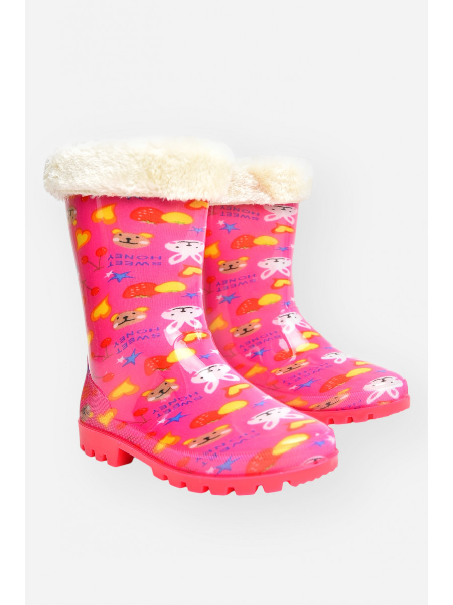 Чоботи резинові для дівчинки бузкового кольору зі зйомним утеплювачем 005-306 207349C