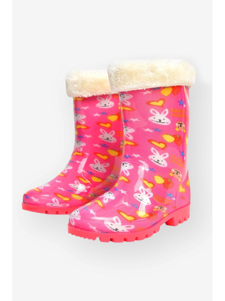 Чоботи резинові для дівчинки бузкового кольору зі зйомним утеплювачем 005-306 207349C