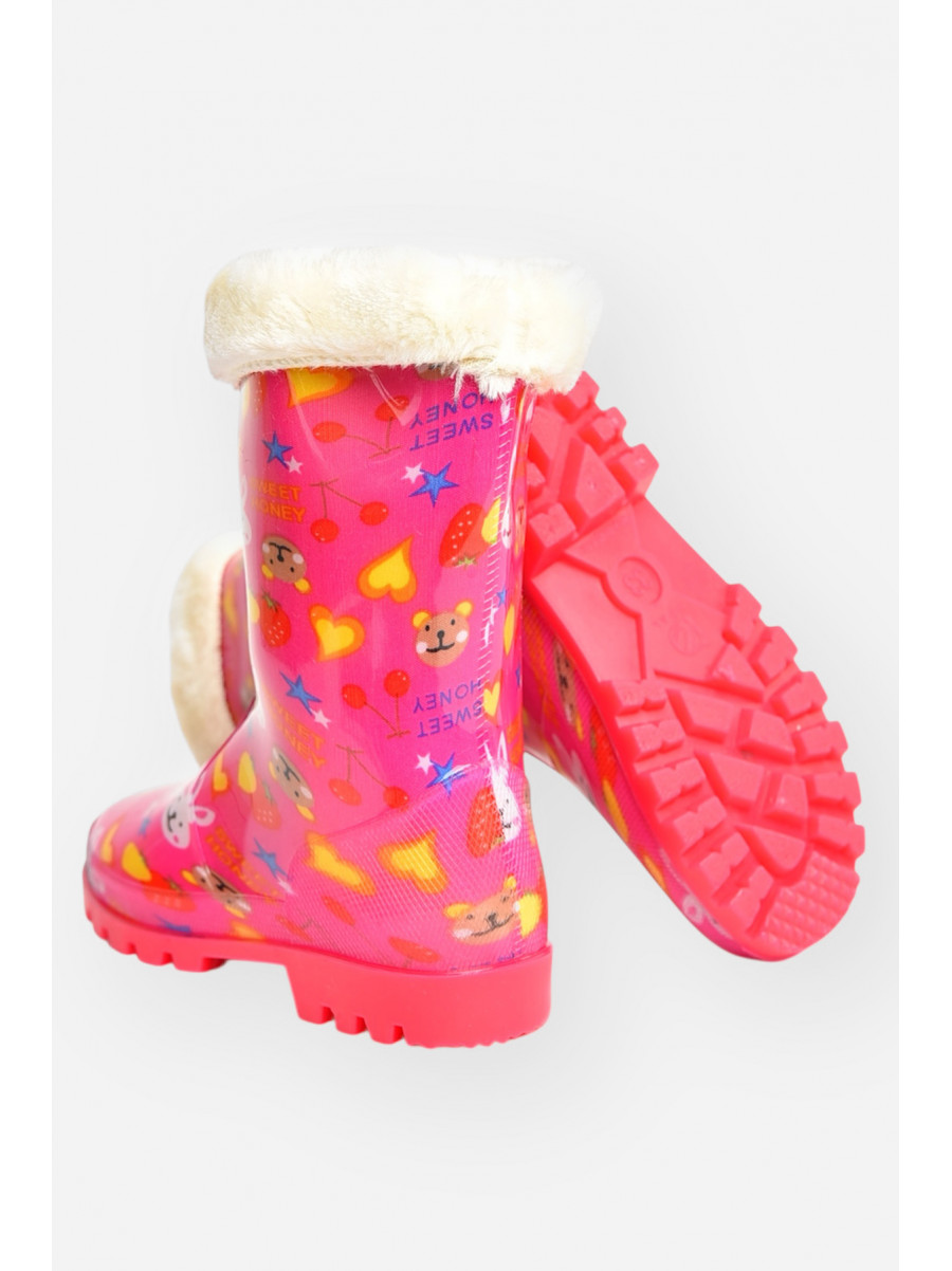 Чоботи резинові для дівчинки бузкового кольору зі зйомним утеплювачем 005-306 207349C