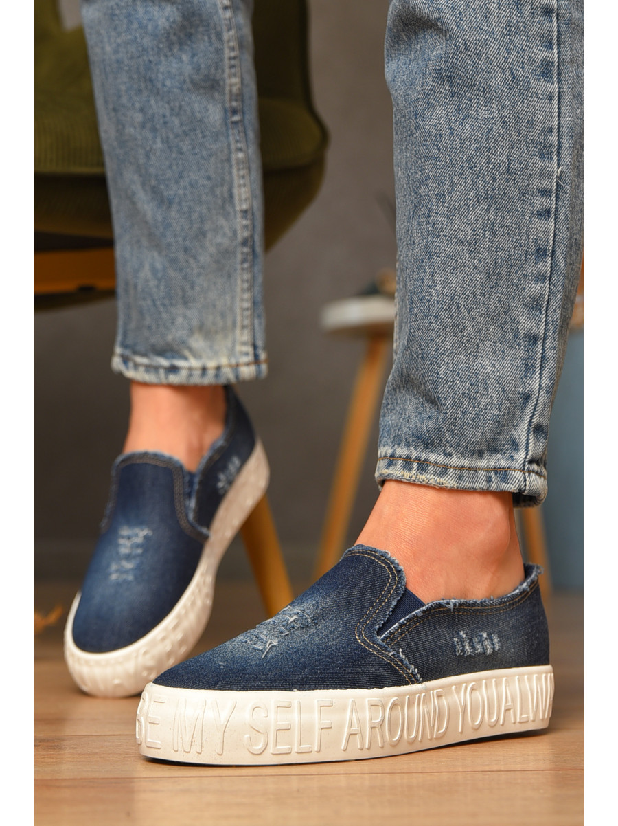 Мокасини жіночі джинсові синього кольору 7-17а 207434C