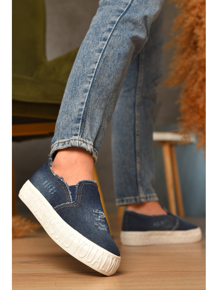 Мокасини жіночі джинсові синього кольору 7-17а 207434C