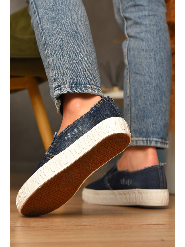 Мокасини жіночі джинсові синього кольору 7-17а 207434C