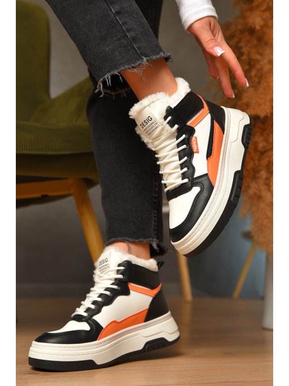 Ботинки женские зимние черно-белого цвета 2024-3-3 207445C