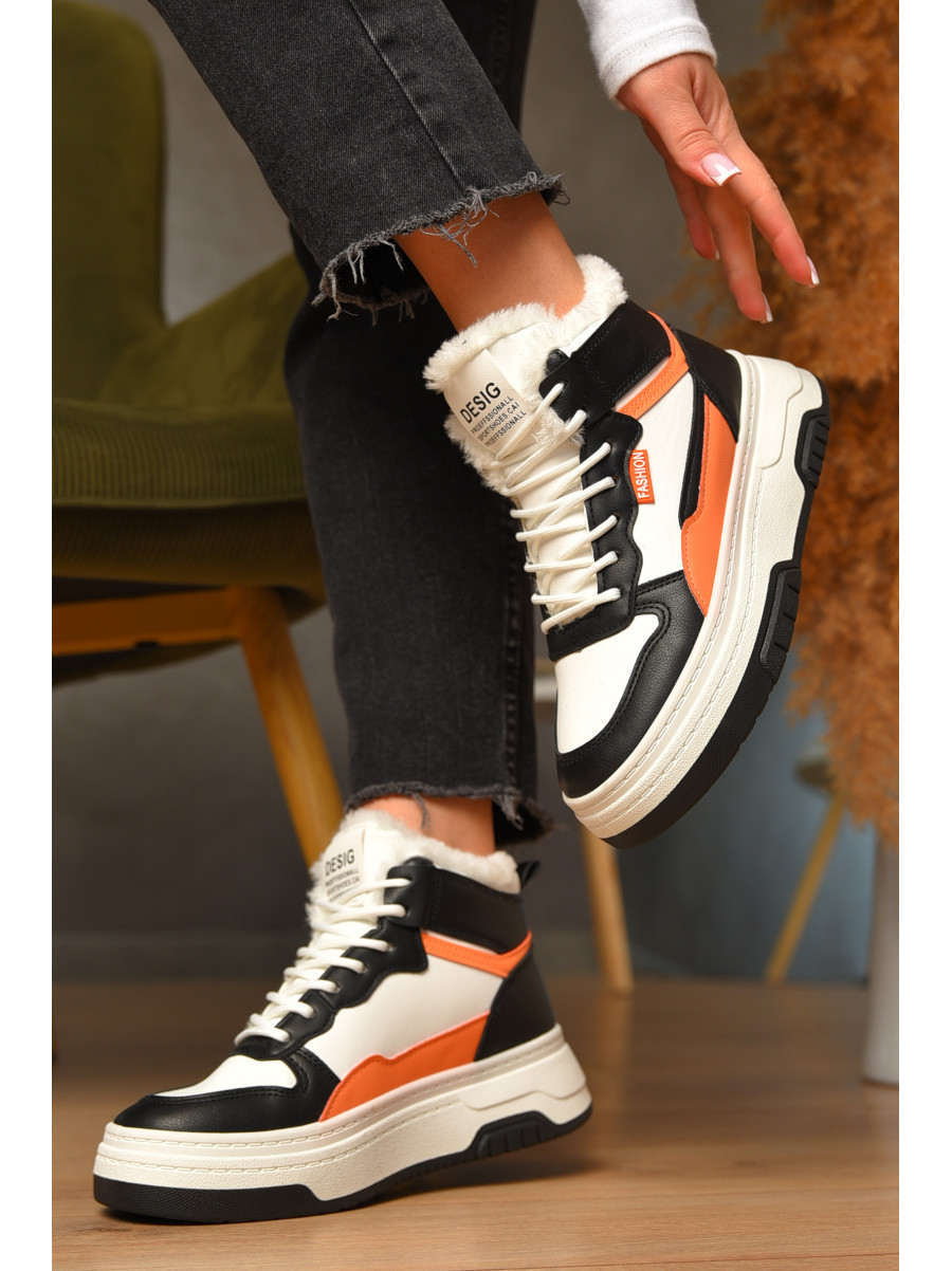 Ботинки женские зимние черно-белого цвета 2024-3-3 207445C