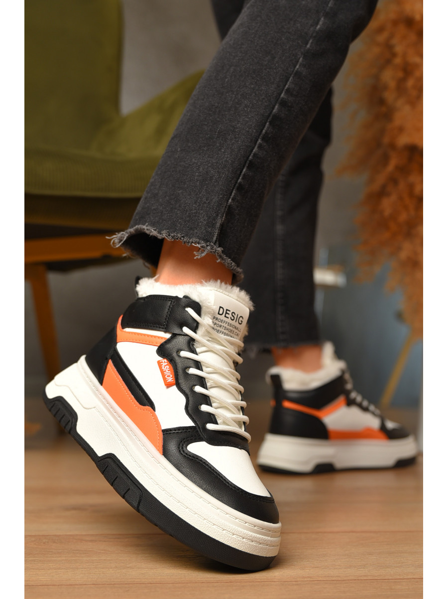 Ботинки женские зимние черно-белого цвета 2024-3-3 207445C