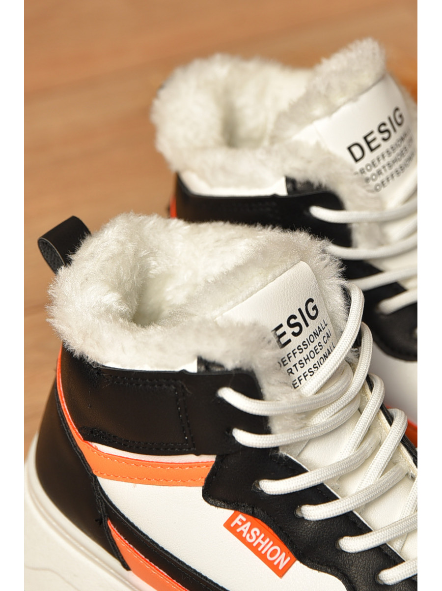 Ботинки женские зимние черно-белого цвета 2024-3-3 207445C