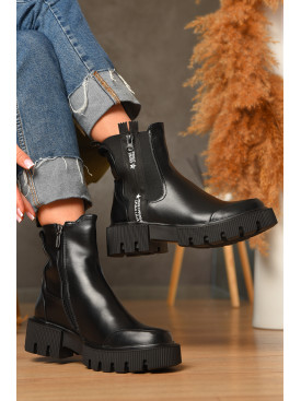 Черевики жіночі демісезонні чорного кольору на флісі 306 207446C Черевики жіночі демісезонні чорного кольору на флісі 306 207446C