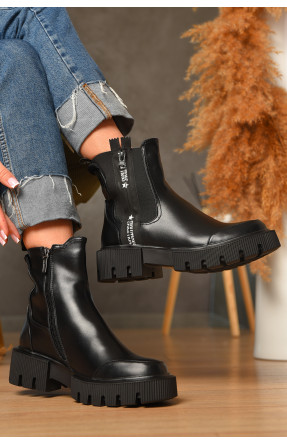 Ботинки женские демисезонные черного цвета на флисе 306 207446C Ботинки женские демисезонные черного цвета на флисе 306 207446C