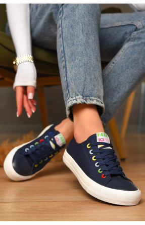 Кеди жіночі темно-синього кольору на шнурівці в16-33 207448C Кеди жіночі темно-синього кольору на шнурівці в16-33 207448C